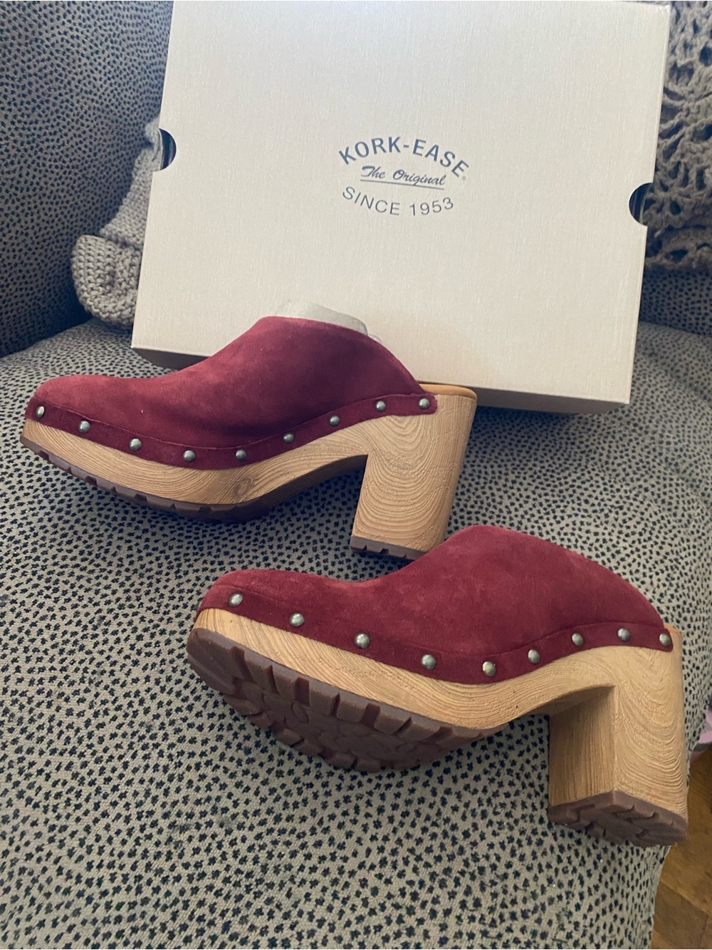 Kork Ease Sudbury burgundy red suede clogs 8 NEW NIB - Picture 3 of 4